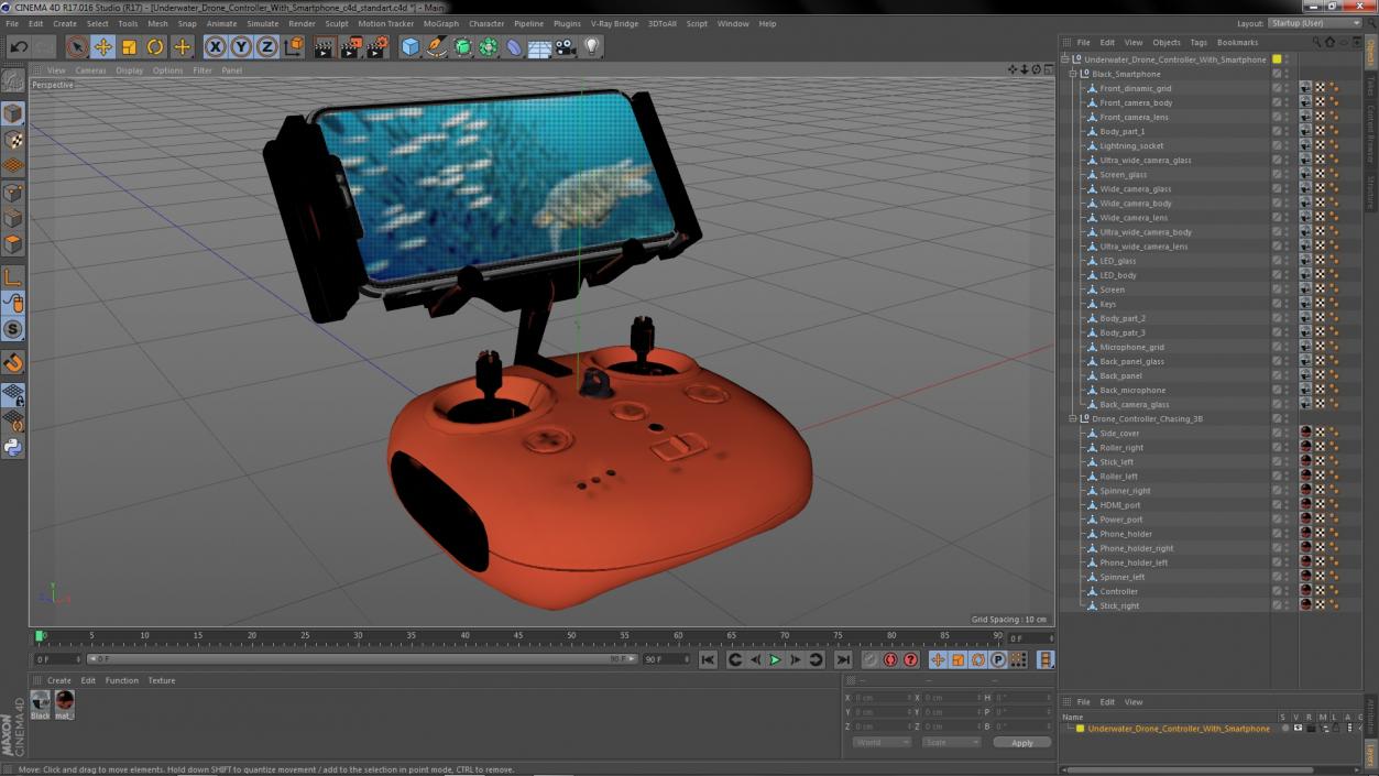 3D Underwater Drone Controller With Smartphone model