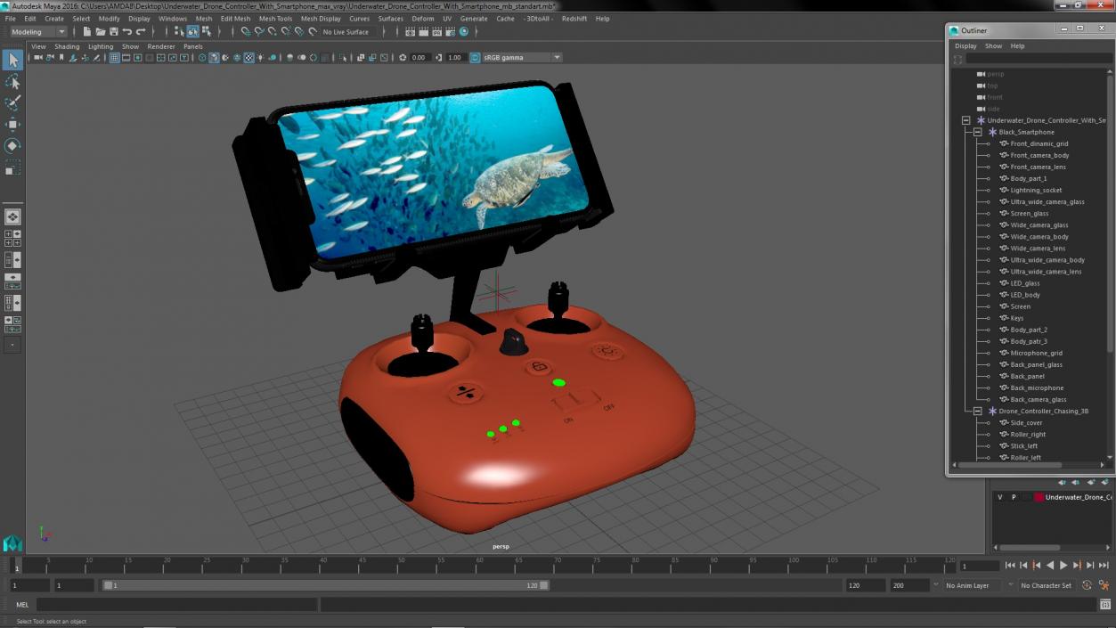 3D Underwater Drone Controller With Smartphone model