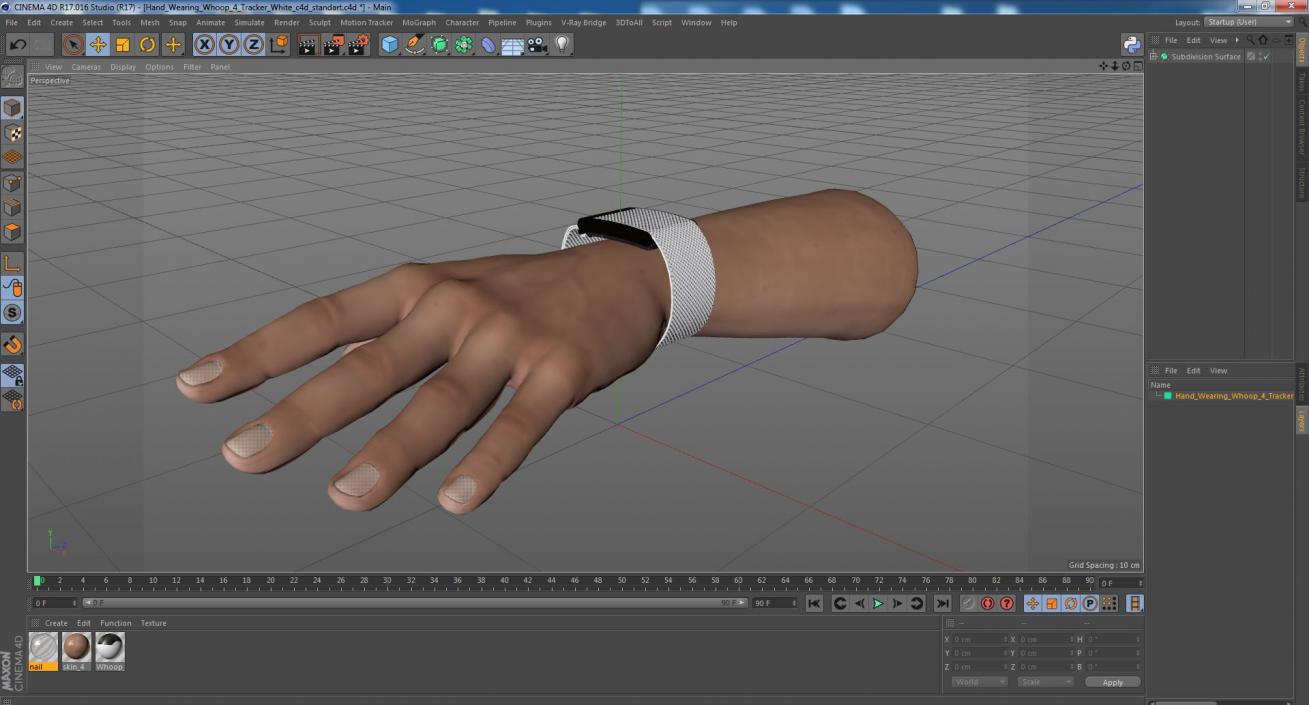 Hand Wearing Whoop 4 Tracker White 3D model