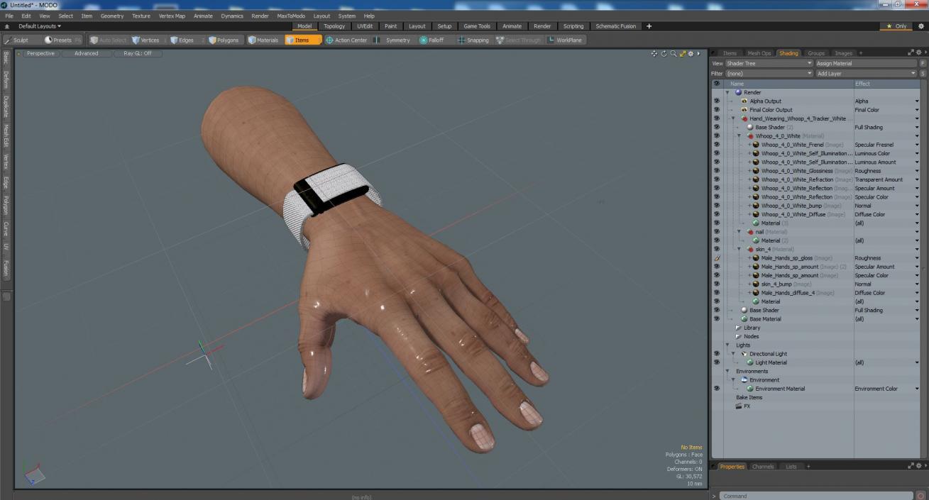 Hand Wearing Whoop 4 Tracker White 3D model