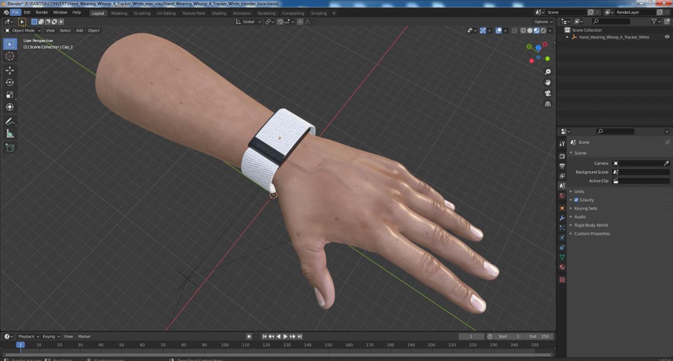 Hand Wearing Whoop 4 Tracker White 3D model