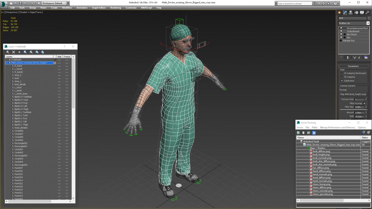 3D Male Doctor wearing Gloves Rigged model