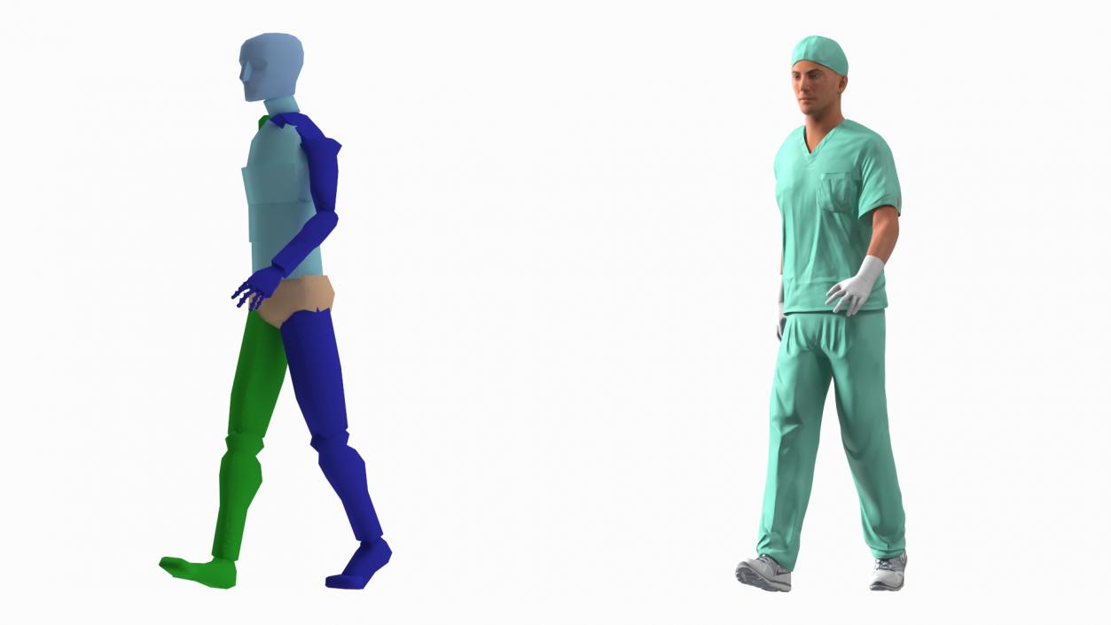 3D Male Doctor wearing Gloves Rigged model