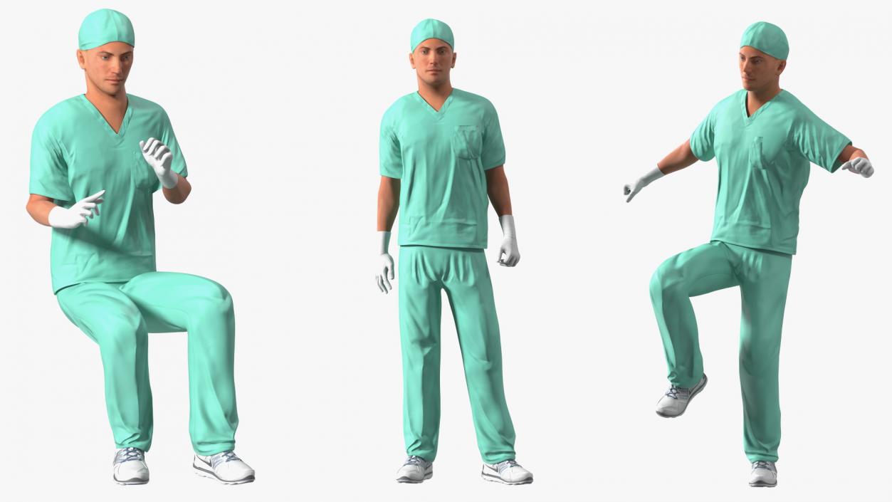 3D Male Doctor wearing Gloves Rigged model