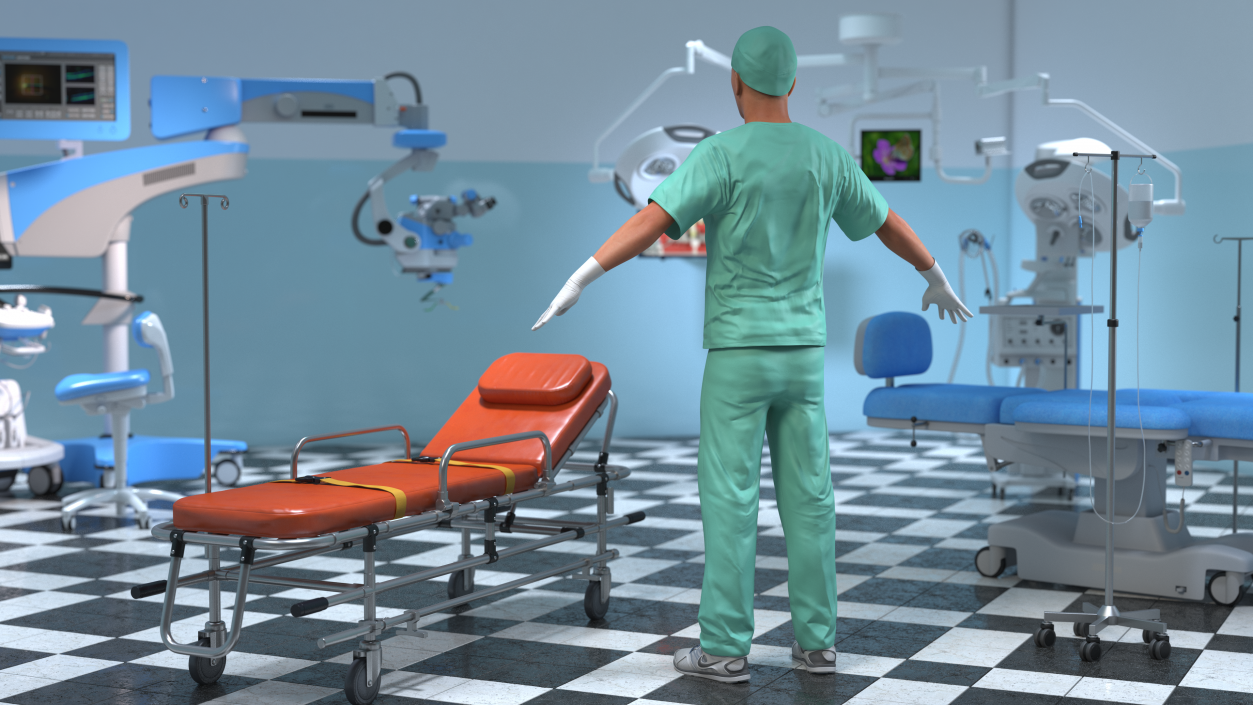 3D Male Doctor wearing Gloves Rigged model