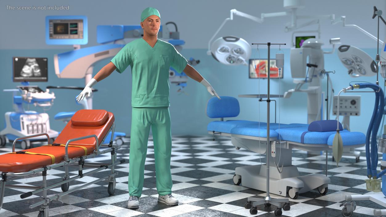 3D Male Doctor wearing Gloves Rigged model