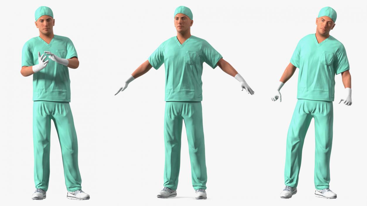 3D Male Doctor wearing Gloves Rigged model