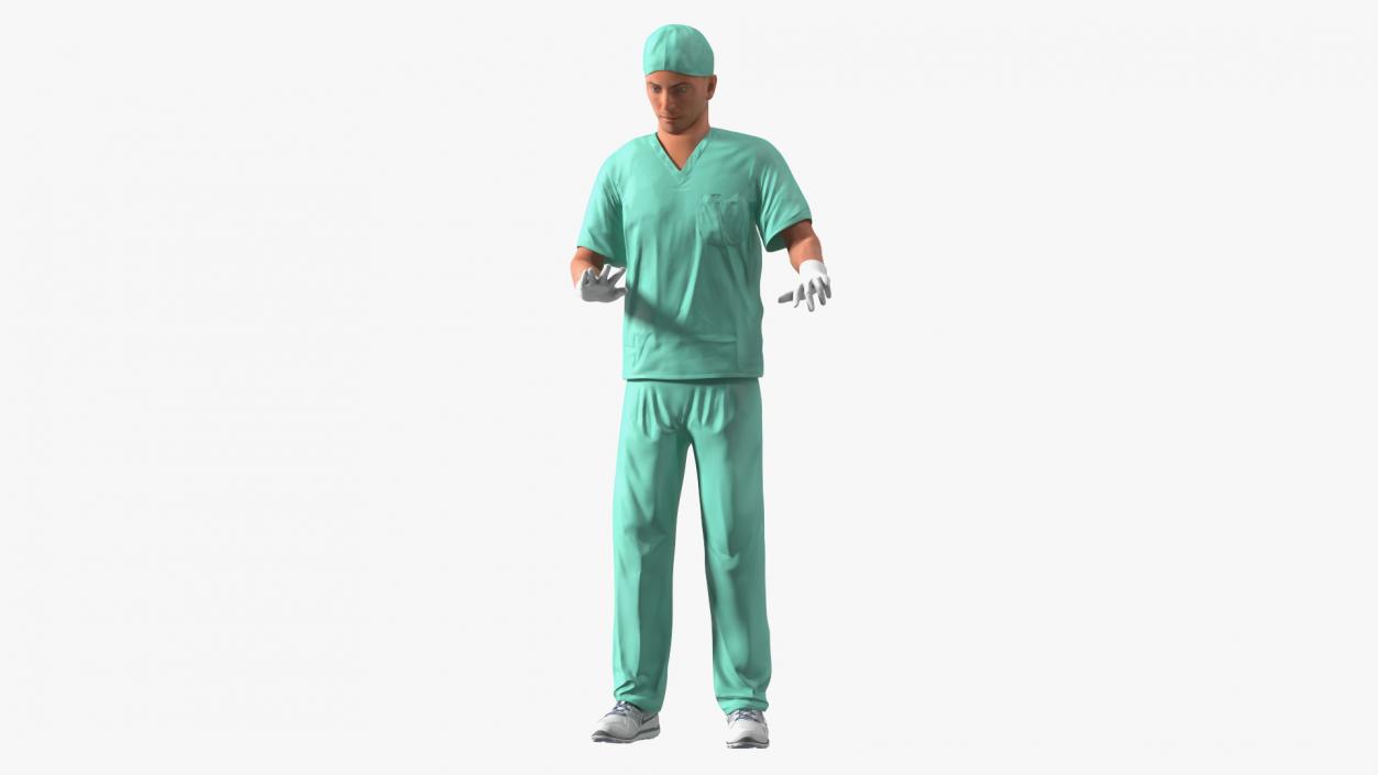 3D Male Doctor wearing Gloves Rigged model