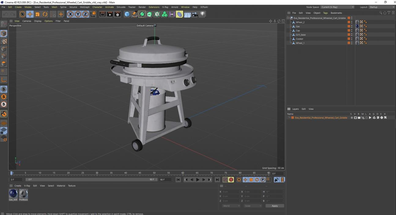 Evo Residential Professional Wheeled Cart Griddle 3D model