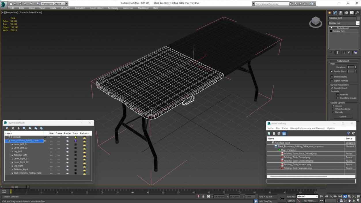 Black Economy Folding Table 3D