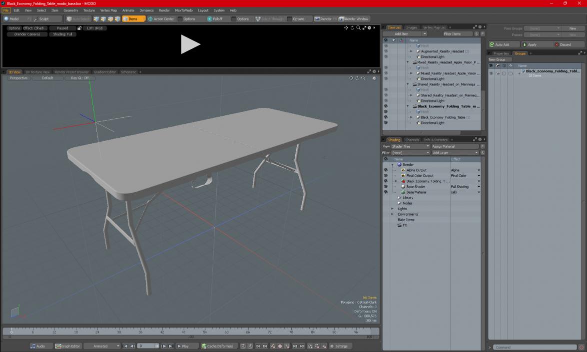 Black Economy Folding Table 3D