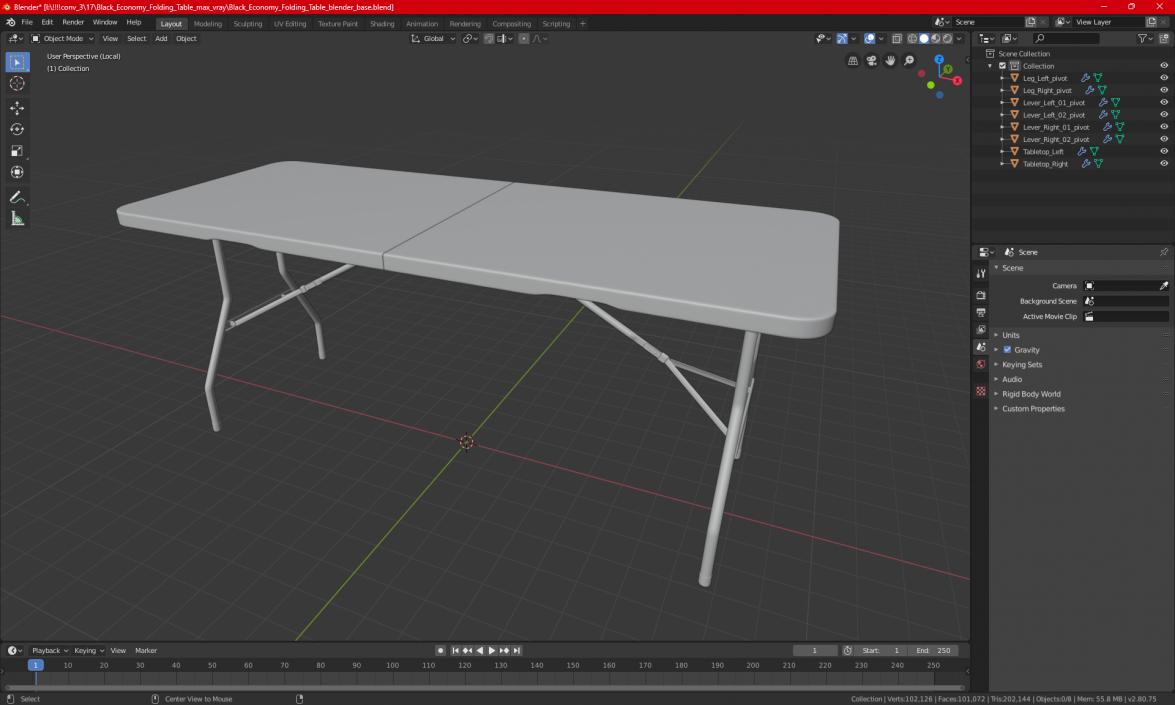 Black Economy Folding Table 3D