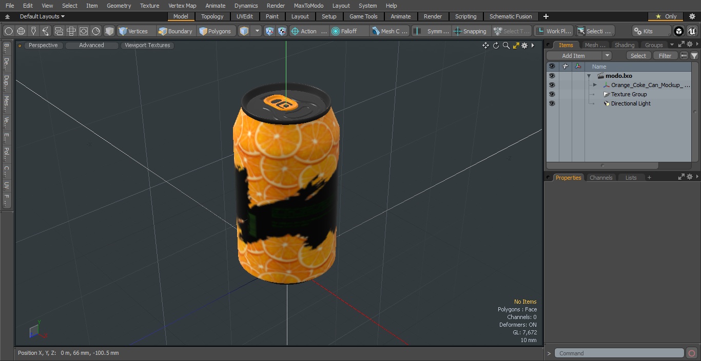 Orange Coke Can Mockup 350ml Sleek 3D model