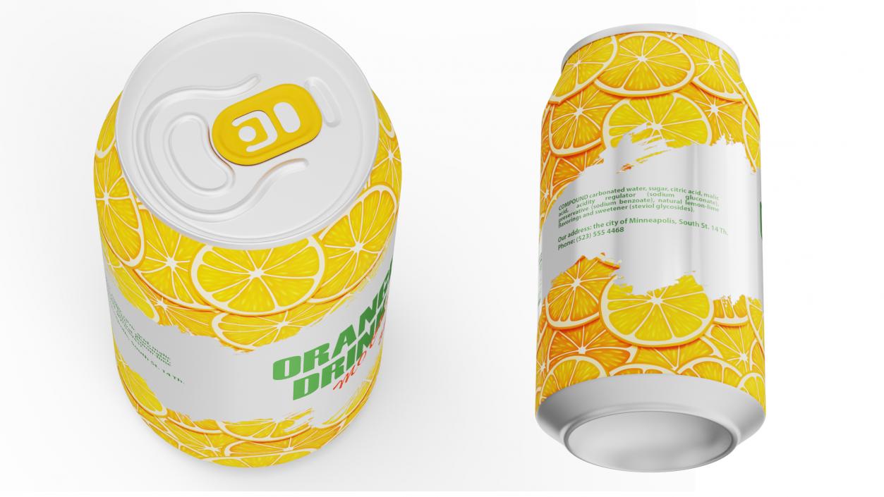 Orange Coke Can Mockup 350ml Sleek 3D model