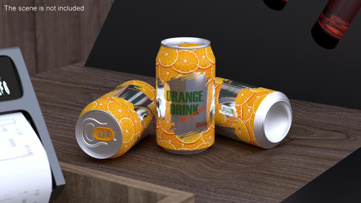 Orange Coke Can Mockup 350ml Sleek 3D model