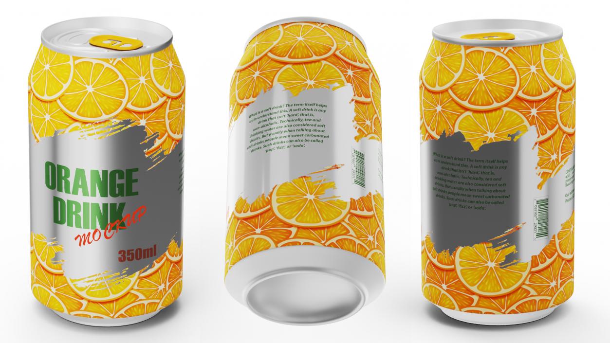 Orange Coke Can Mockup 350ml Sleek 3D model