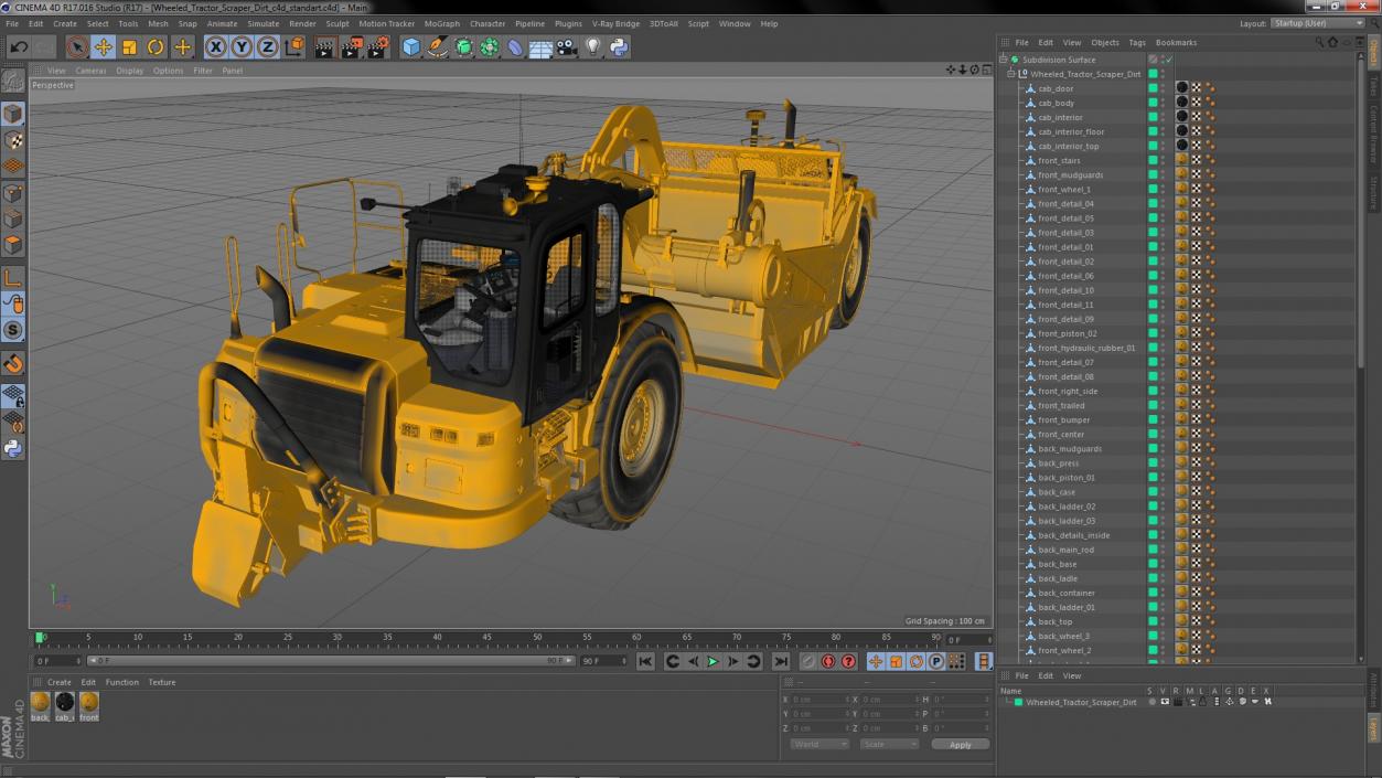 3D Wheeled Tractor Scraper Dirt model