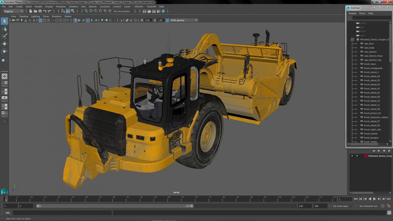 3D Wheeled Tractor Scraper Dirt model