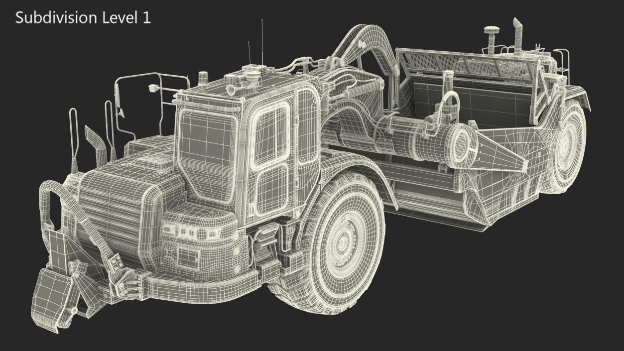 3D Wheeled Tractor Scraper Dirt model