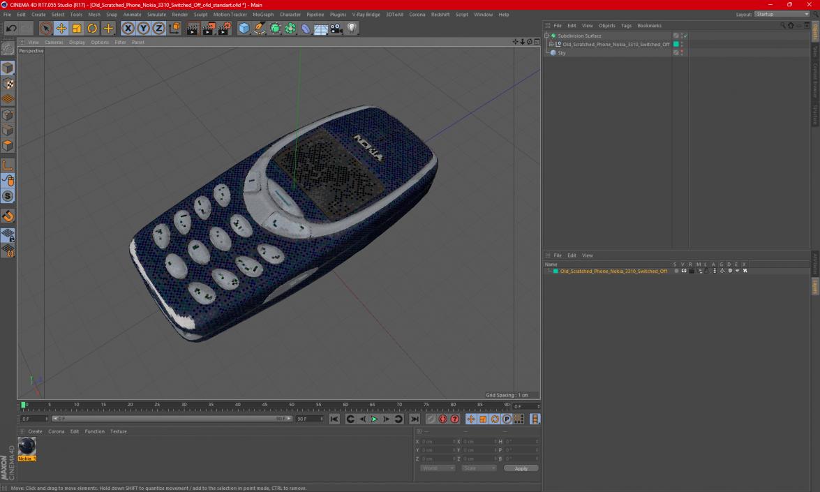 3D Old Scratched Phone Nokia 3310 Switched Off model