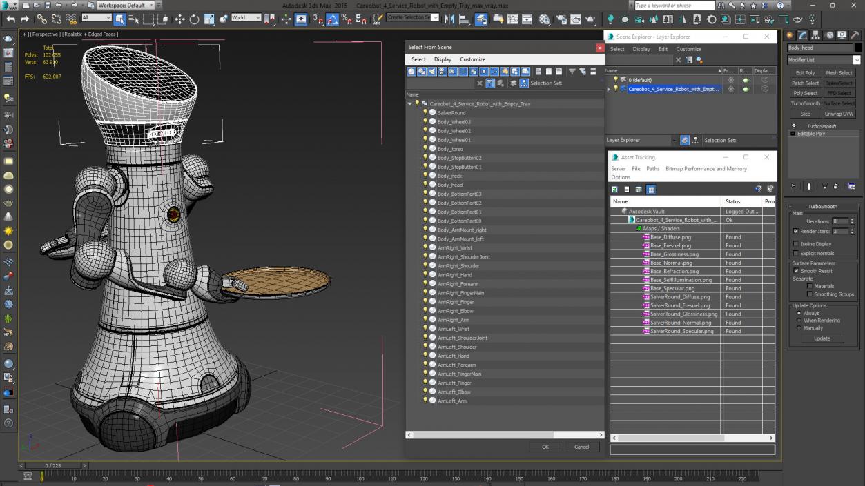 3D model Careobot 4 Service Robot with Empty Tray