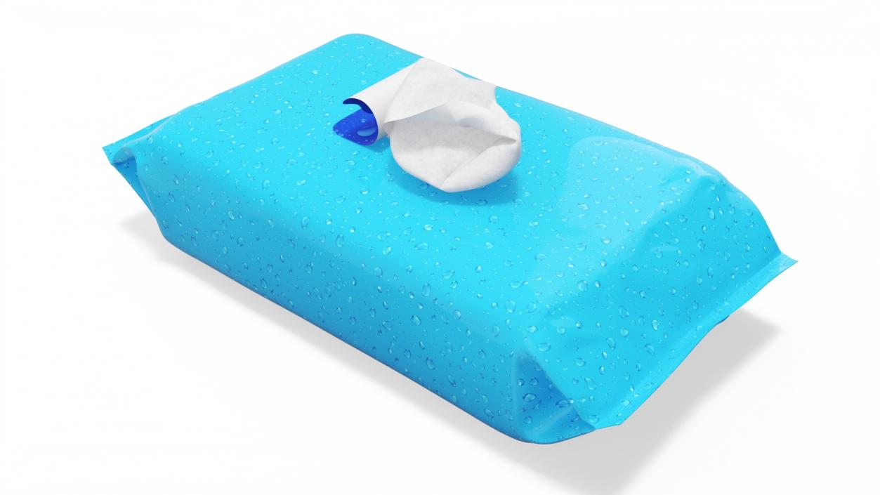 3D Blue Pack with Wet Napkin Sticking Out model