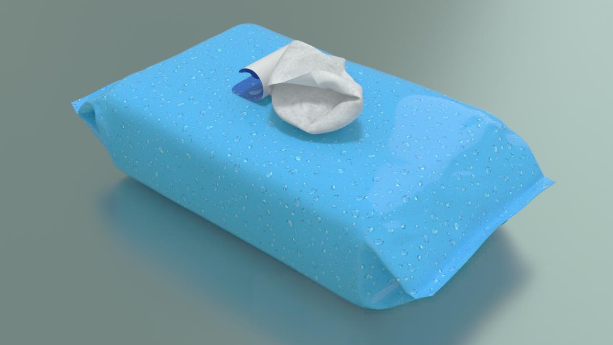 3D Blue Pack with Wet Napkin Sticking Out model