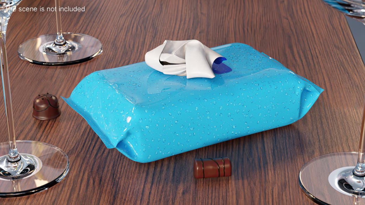 3D Blue Pack with Wet Napkin Sticking Out model