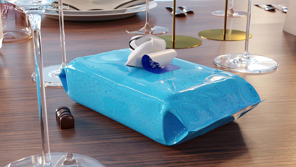 3D Blue Pack with Wet Napkin Sticking Out model