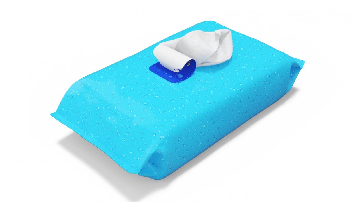 3D Blue Pack with Wet Napkin Sticking Out model