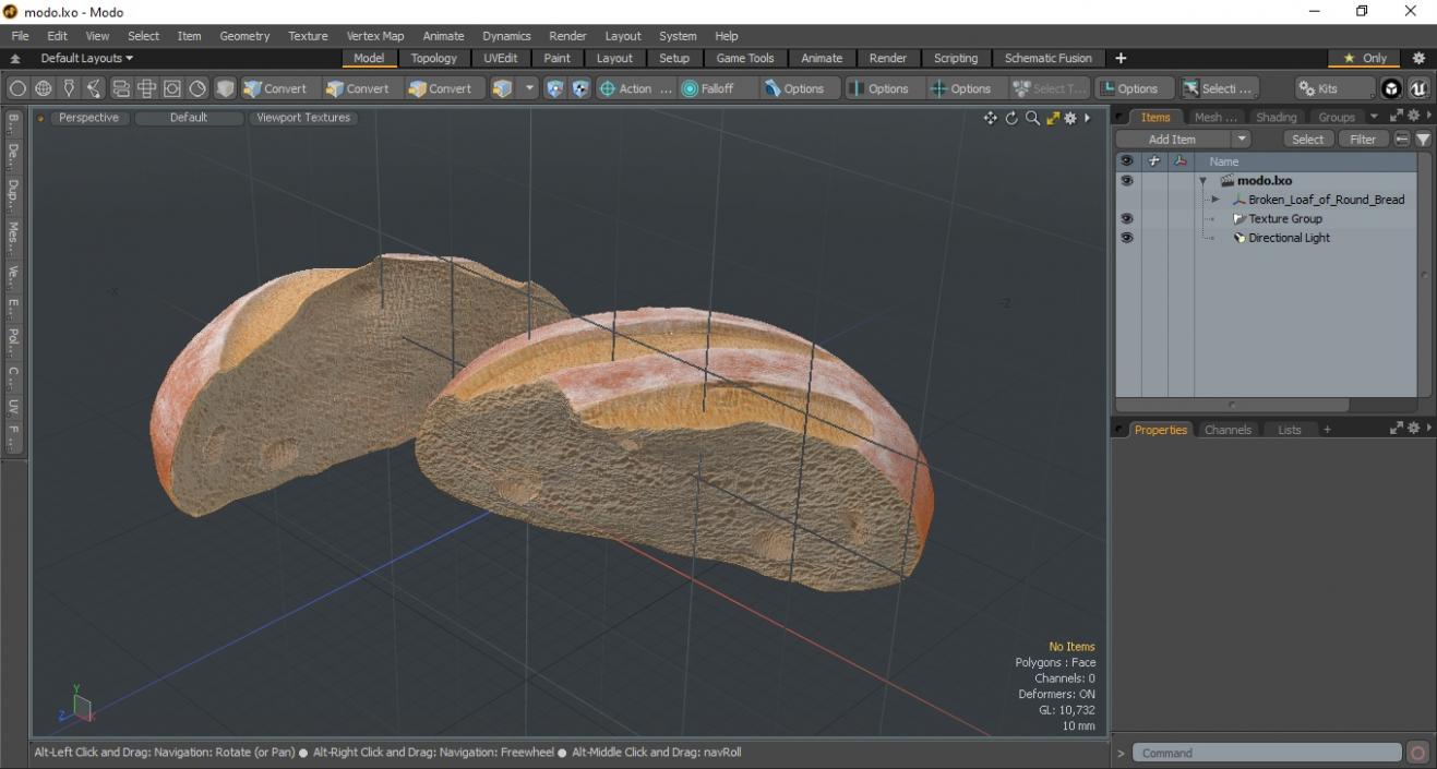 3D Broken Loaf of Round Bread 2 model