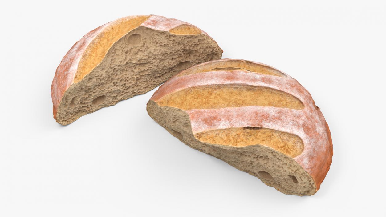 3D Broken Loaf of Round Bread 2 model