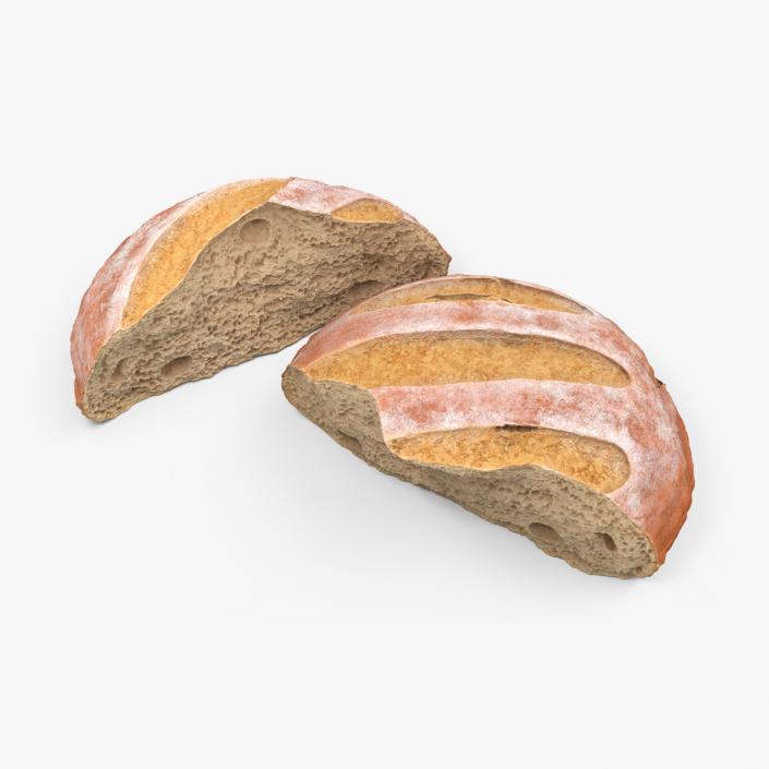 3D Broken Loaf of Round Bread 2 model