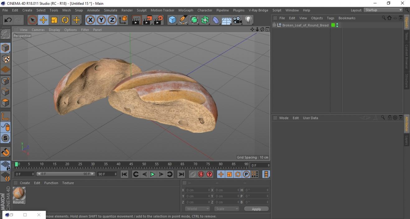 3D Broken Loaf of Round Bread 2 model