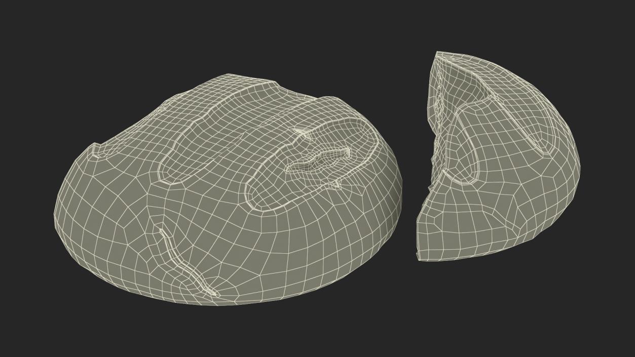 3D Broken Loaf of Round Bread 2 model