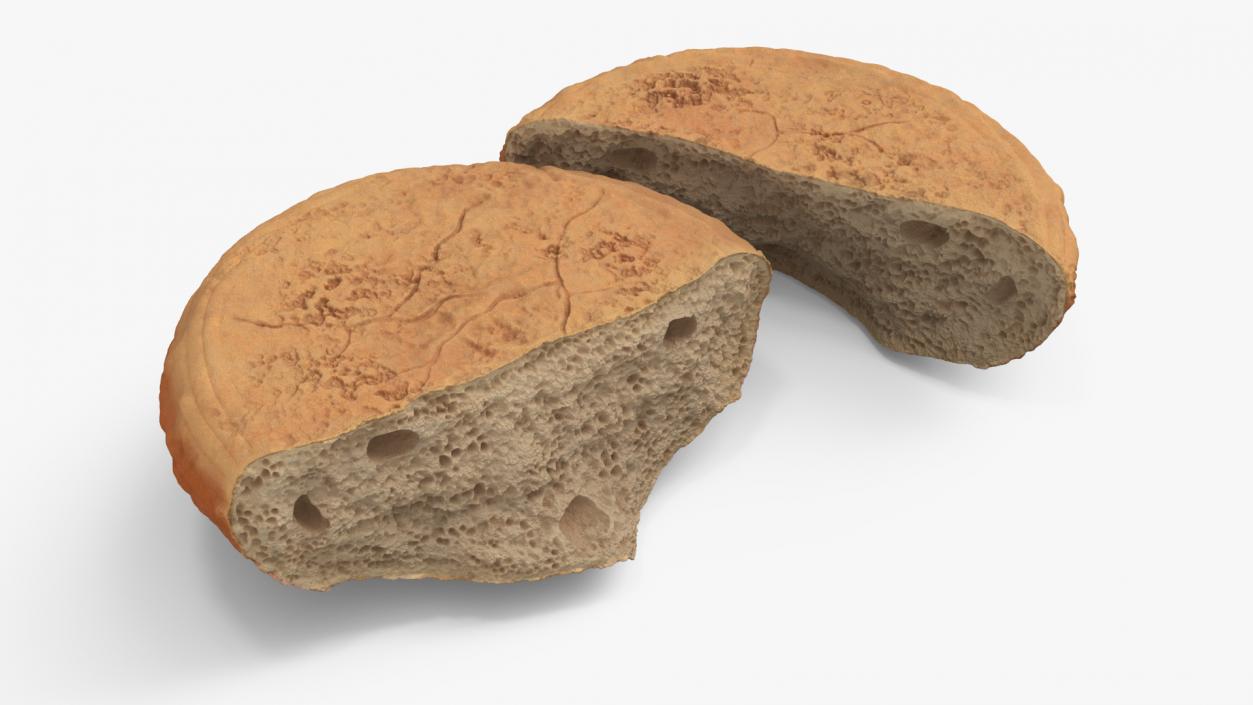 3D Broken Loaf of Round Bread 2 model