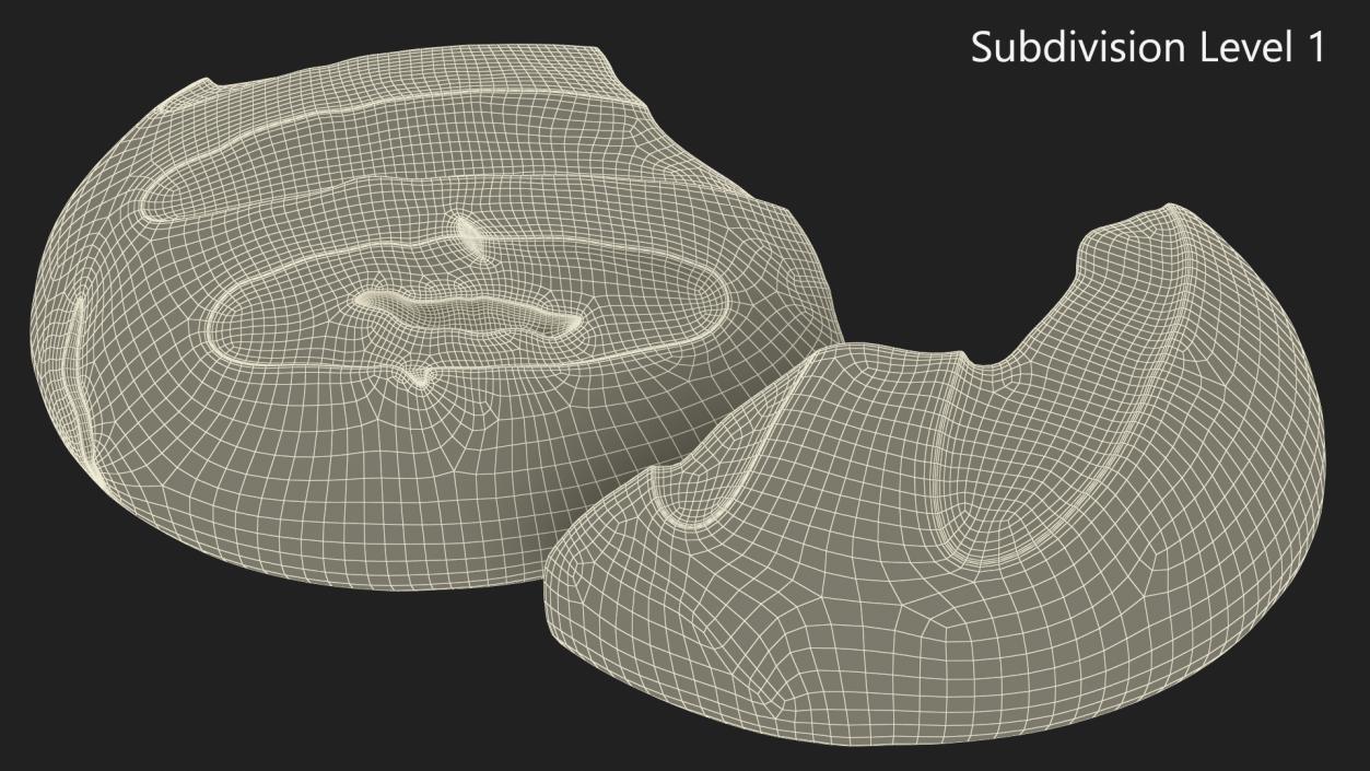 3D Broken Loaf of Round Bread 2 model