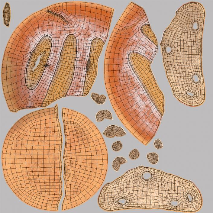 3D Broken Loaf of Round Bread 2 model