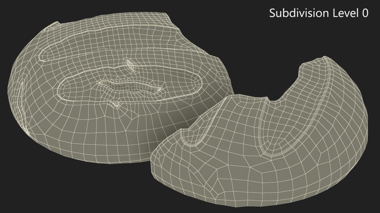 3D Broken Loaf of Round Bread 2 model