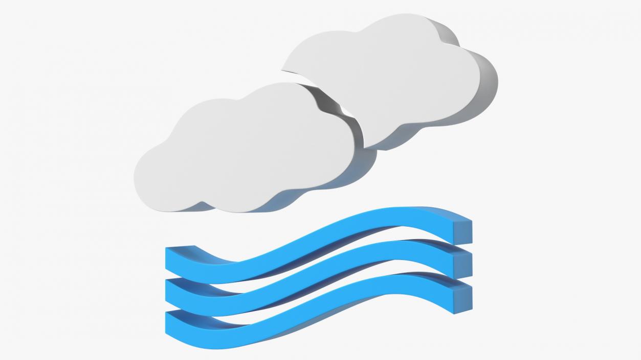 Meteorology Symbols with Snow and Wind Set 3D