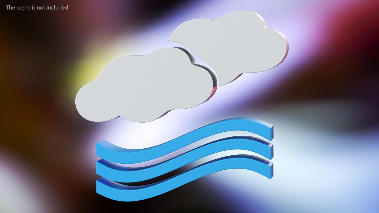 Meteorology Symbols with Snow and Wind Set 3D