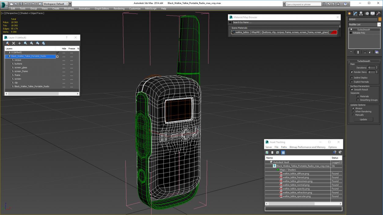 Black Walkie Talkie Portable Radio 3D model