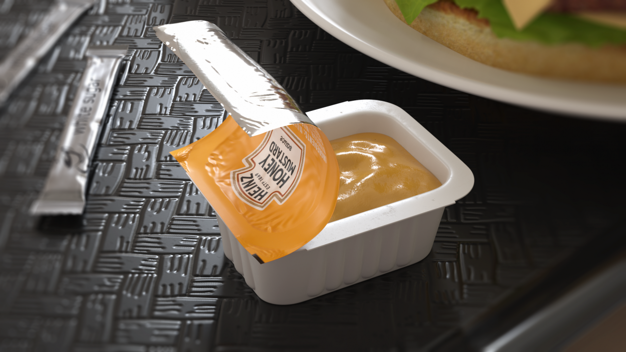 3D model Heinz Honey Mustard Sauce Dip Pot Opened