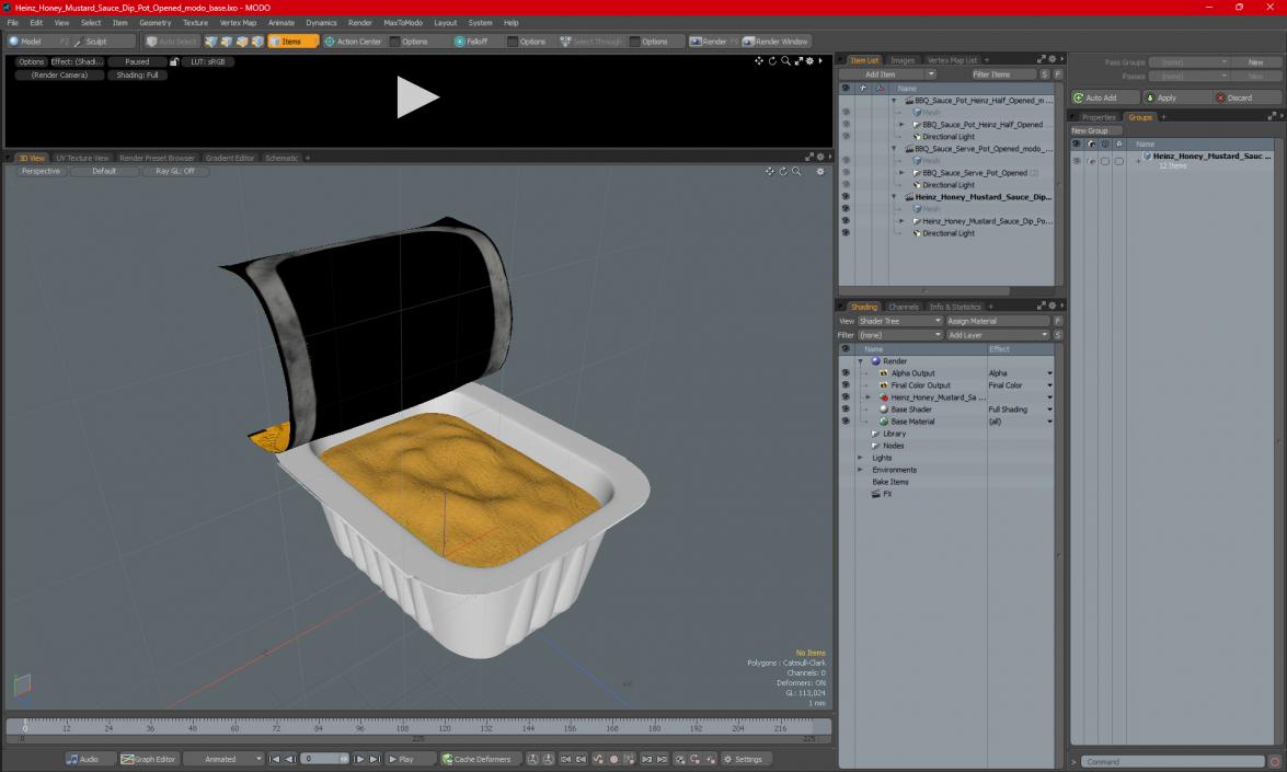 3D model Heinz Honey Mustard Sauce Dip Pot Opened