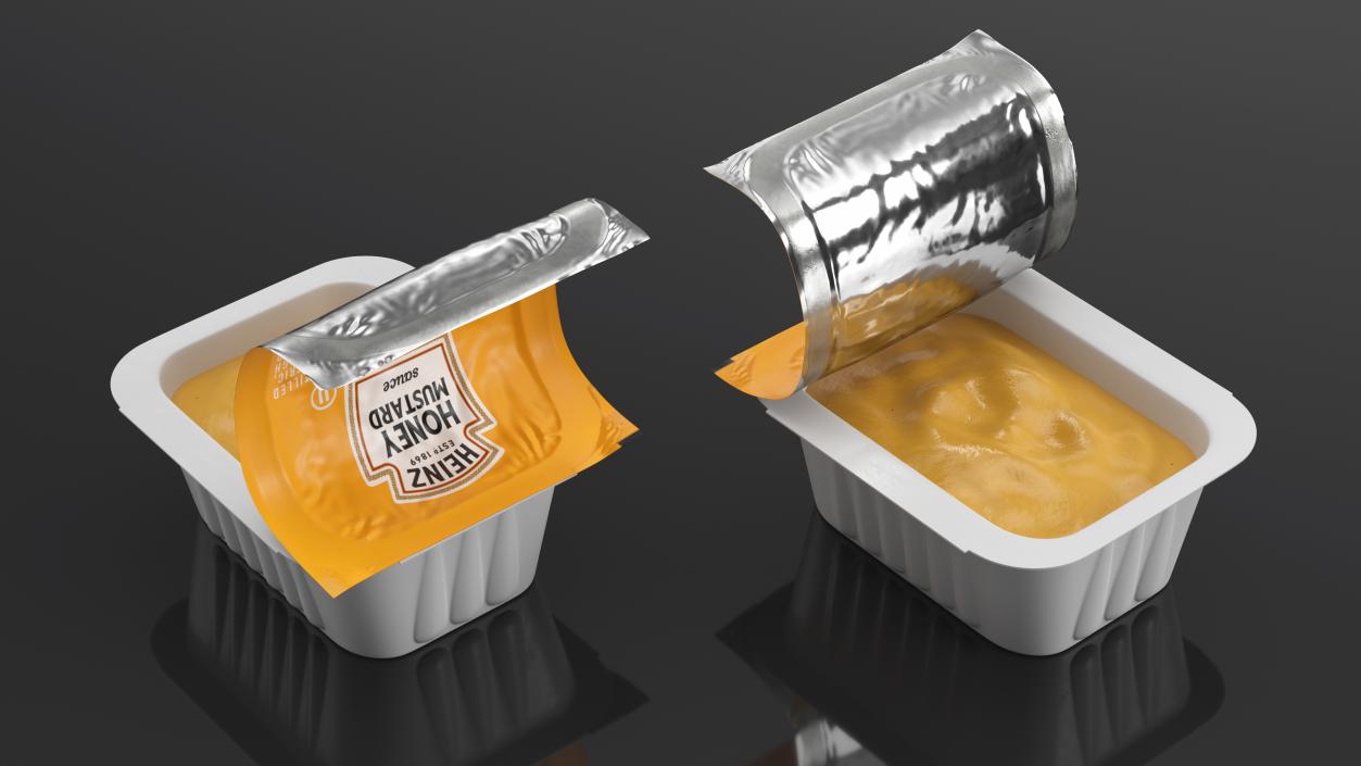 3D model Heinz Honey Mustard Sauce Dip Pot Opened