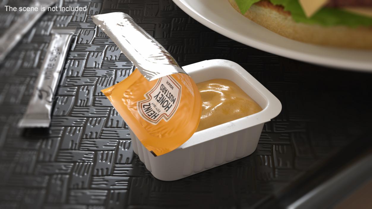 3D model Heinz Honey Mustard Sauce Dip Pot Opened