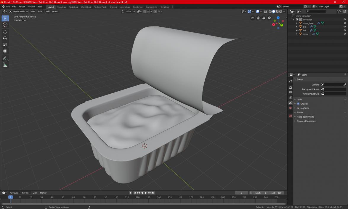 3D model Heinz Honey Mustard Sauce Dip Pot Opened