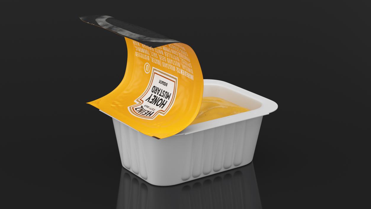 3D model Heinz Honey Mustard Sauce Dip Pot Opened