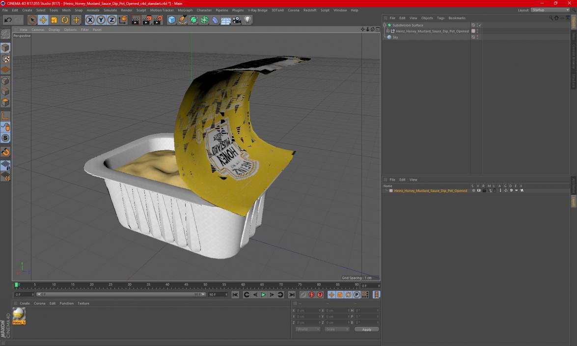 3D model Heinz Honey Mustard Sauce Dip Pot Opened