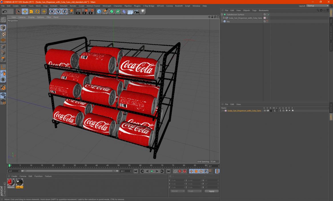 3D Soda Can Dispenser with Cola Cans model